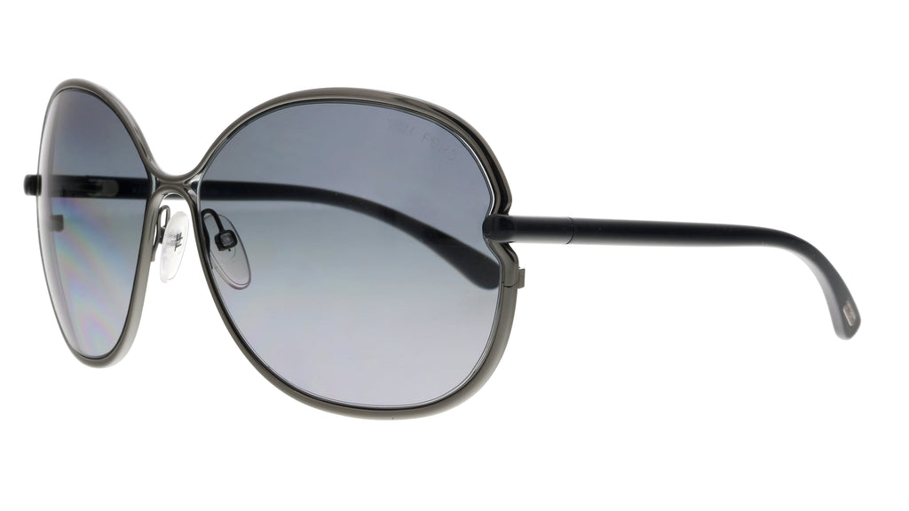 Tom Ford  Ruthenium Oversized Oval Sunglasses