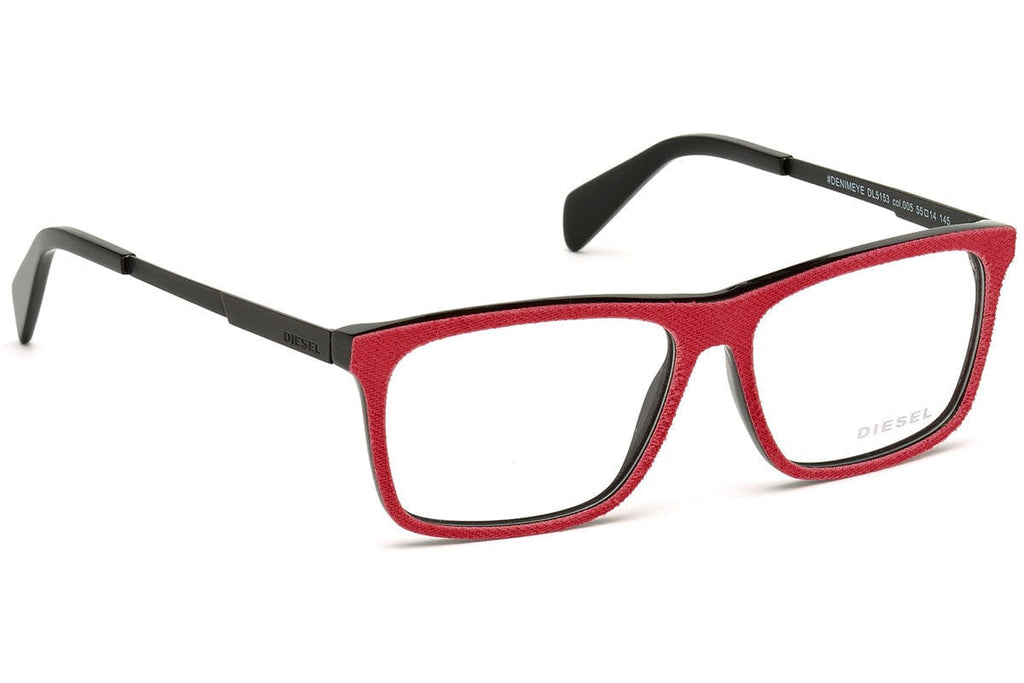 Diesel DL5153 005 Red Denim Rectangle Eyeglasses