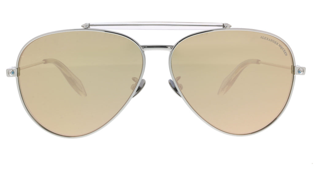 Alexander McQueen AM0057S 005  Silver  Aviator Sunglasses