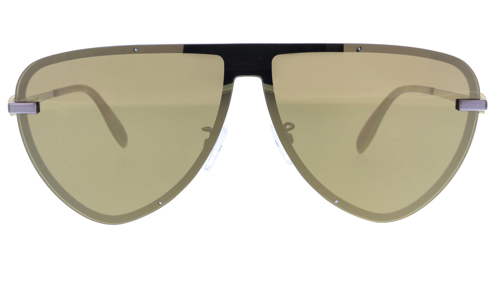 Alexander McQueen AM0157SA 002  Ruthenium  Aviator Sunglasses