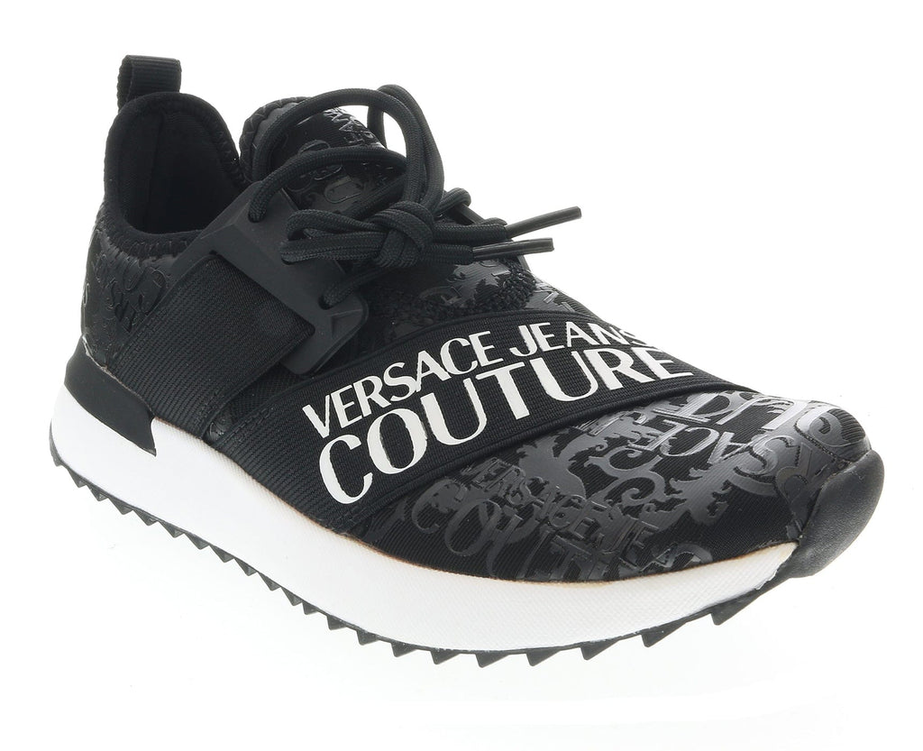 Versace Jeans Couture Black Signature Heel Court Lace Up Sneakers- 5