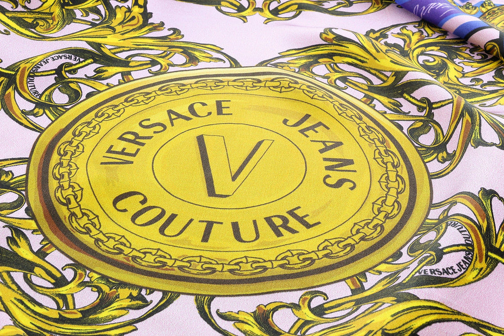 Versace Jeans Couture Baroque Print Lavender/Gold Pure Silk Scarf