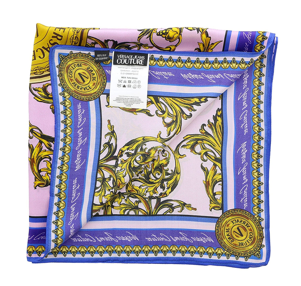 Versace Jeans Couture Baroque Print Lavender/Gold Pure Silk Scarf