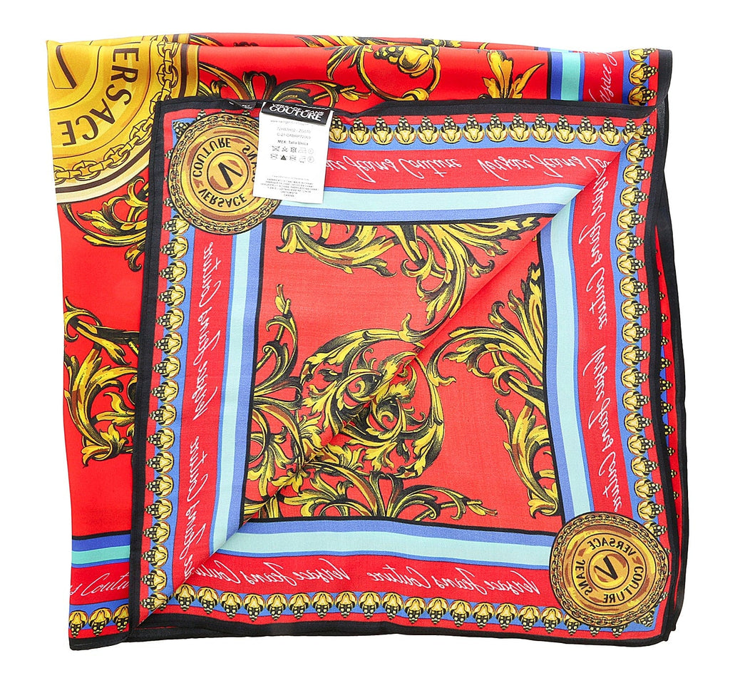 Versace Jeans Couture Baroque Print Poppy/Gold Pure Silk Scarf