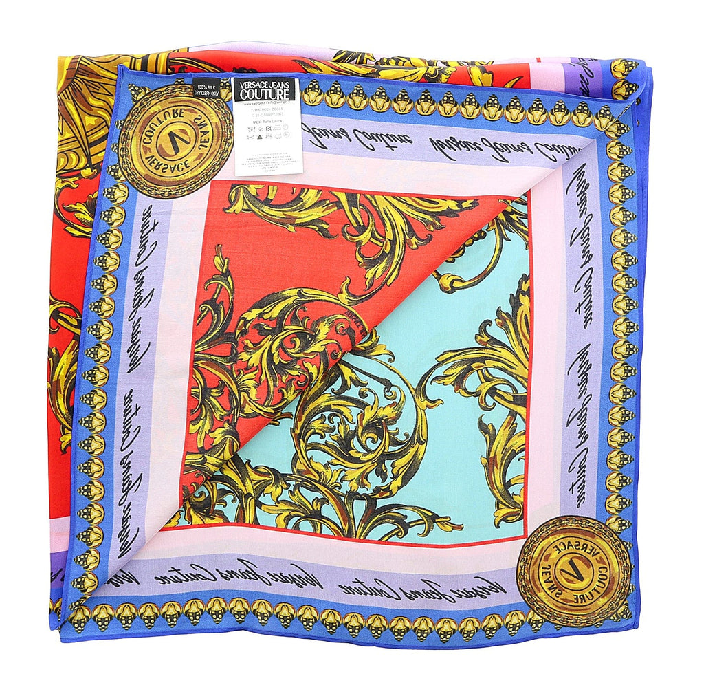 Versace Jeans Couture Baroque Patch Multicolor Pure Silk Scarf