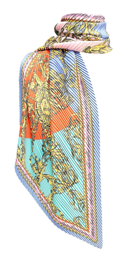 Versace Jeans Couture Baroque Patch Pleated Long Multicolor Scarf