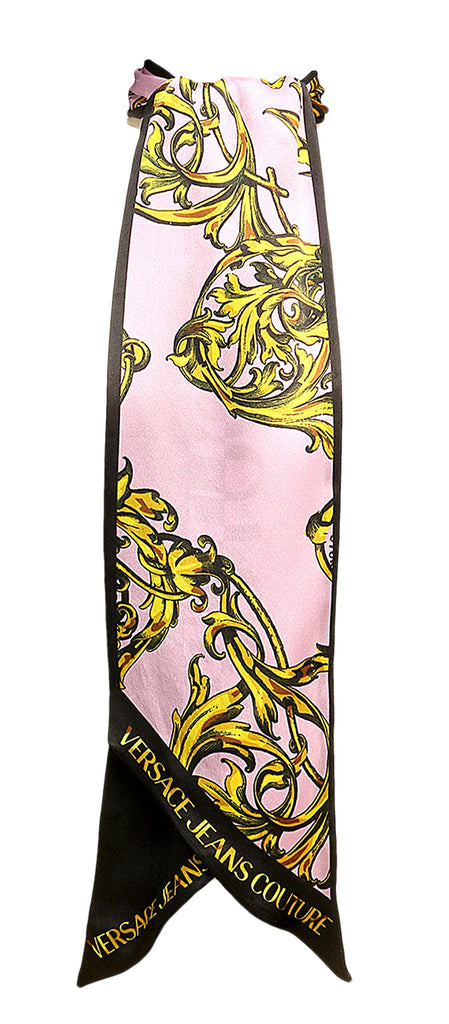 Versace Jeans Couture Baroque Print  Lavender/Gold Pure Slim Silk Scarf