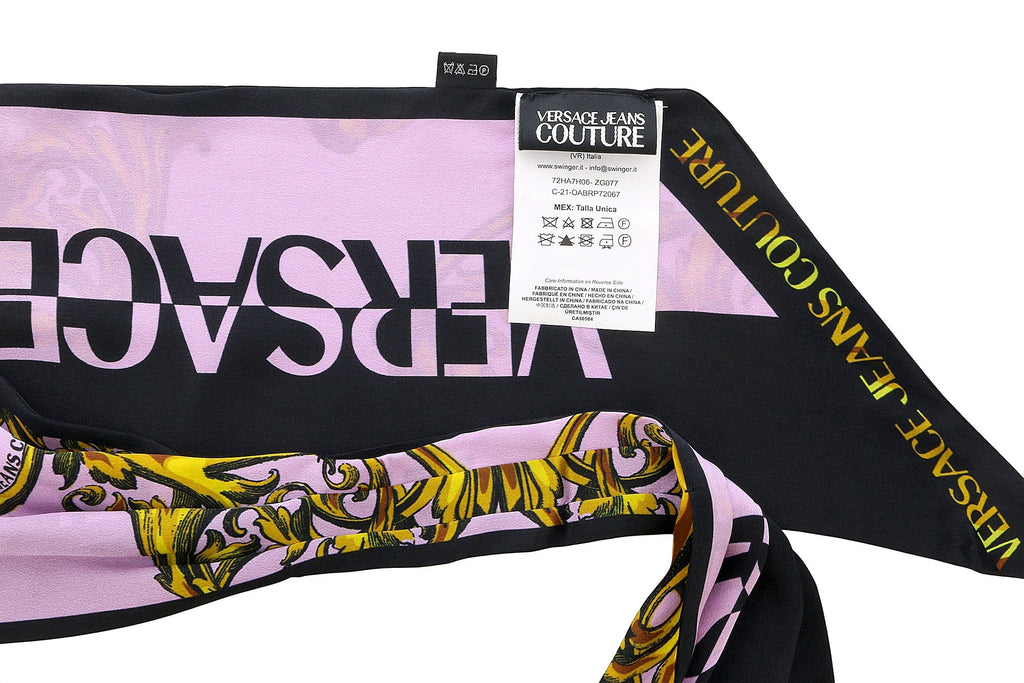 Versace Jeans Couture Baroque Print  Lavender/Gold Pure Slim Silk Scarf