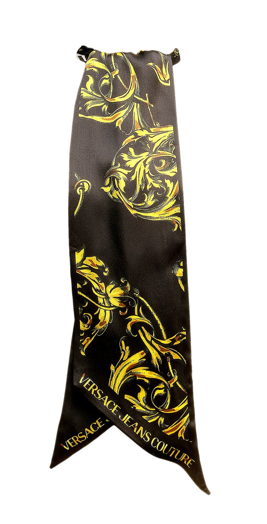 Versace Jeans Couture Baroque Print Black/Gold Pure Slim Silk Scarf