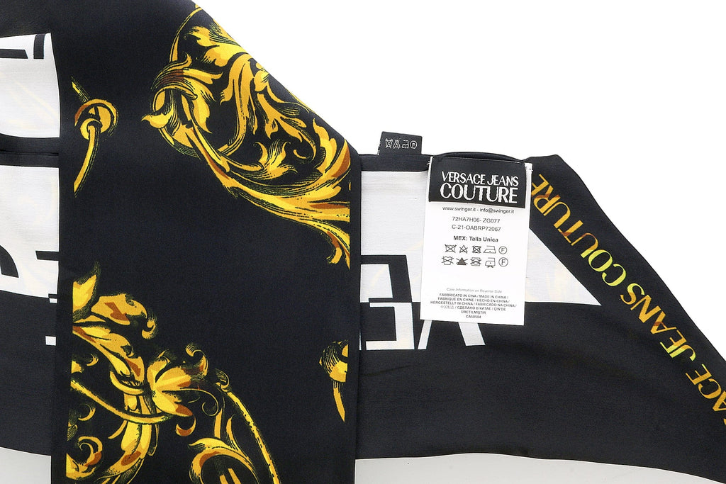 Versace Jeans Couture Baroque Print Black/Gold Pure Slim Silk Scarf