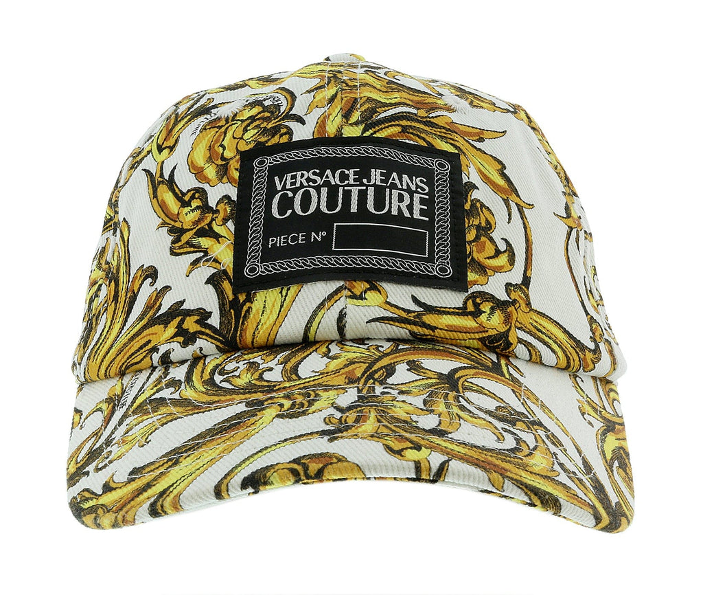 Versace Jeans Couture White Gold  Baroque Print Baseball Cap-One Size