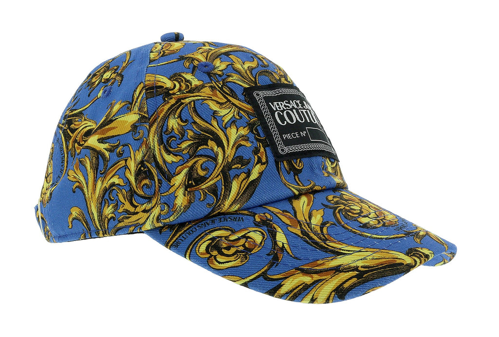Versace Jeans Couture Blue Gold  Baroque Print Baseball Cap-One Size