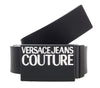 Versace Jeans Couture Black/White Leather Signature Print Plate Buckle-Adjustable Reversible Belt
