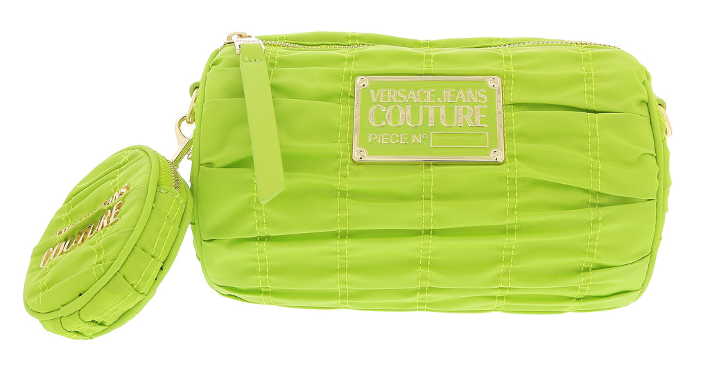 Versace Jeans Couture Lime Green Small Boho Nylon Shoulder Bag with Coin Purse