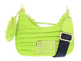 Versace Jeans Couture Lime Green Medium Ruched Nylon Moon Shoulder Bag with Coin Purse