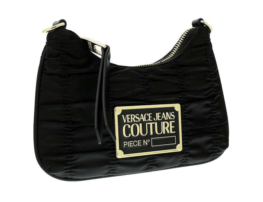 Versace Jeans Couture Black Mini Boho Ruched Nylon Crossbody Bag