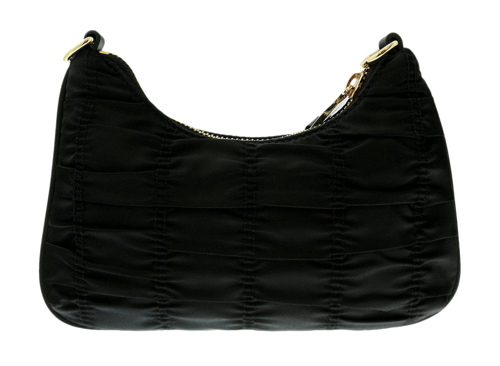 Versace Jeans Couture Black Mini Boho Ruched Nylon Crossbody Bag