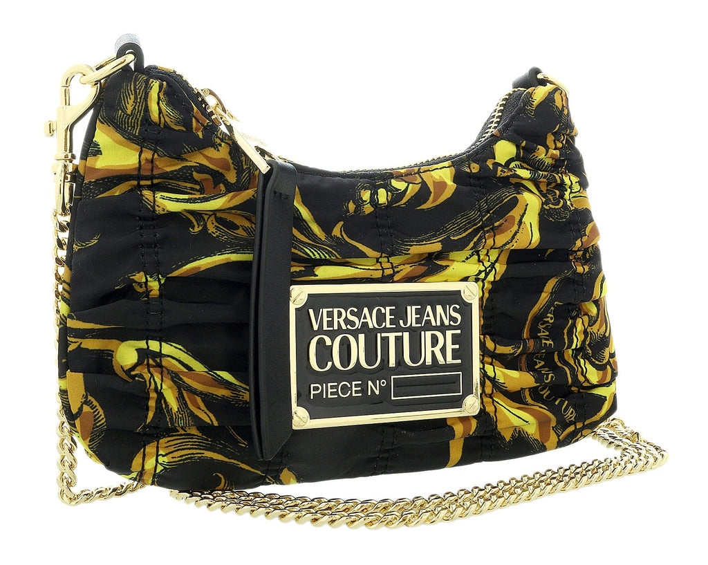 Versace Jeans Couture Black/Gold  Mini Boho Ruched Nylon Crossbody Bag