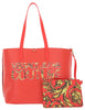 Versace Jeans Couture Red Baroque Print Reversible Signature Shopper Tote Bag