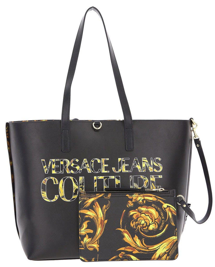 Versace Jeans Couture Black/Gold Floral Reversible Signature Shopper T