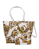 Versace Jeans Couture White Floral Reversible Signature Shopper Tote Bag