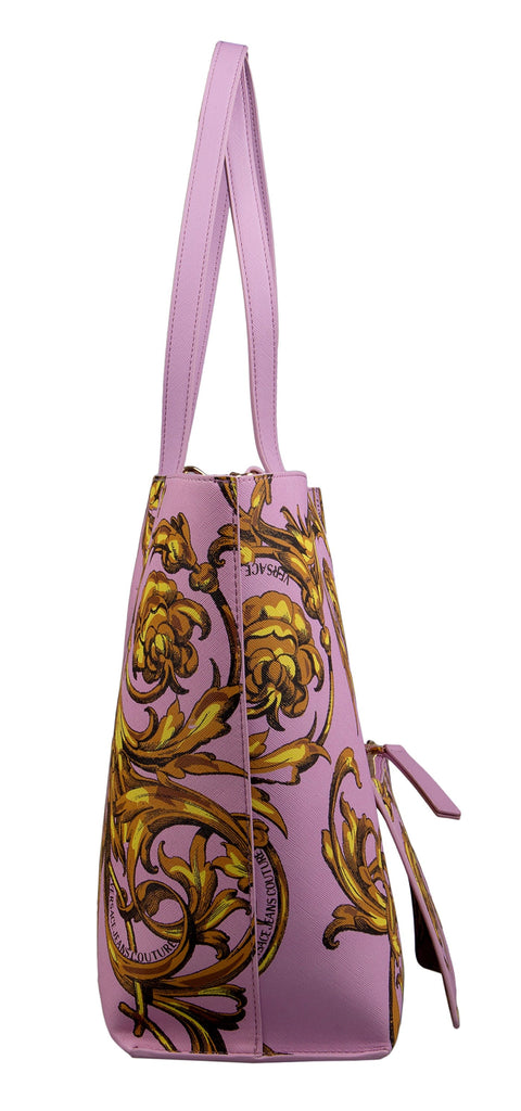Versace Jeans Couture Pink Floral Reversible Signature Shopper Tote Bag