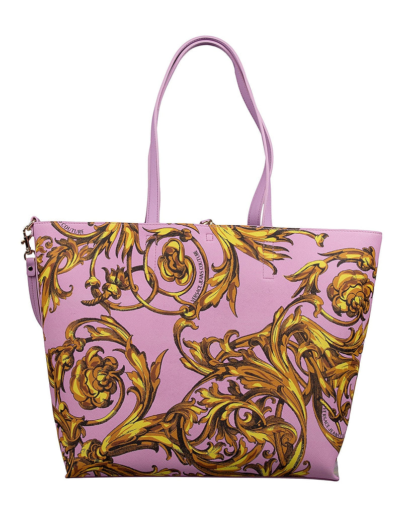 Versace Jeans Couture Pink Floral Reversible Signature Shopper Tote Bag