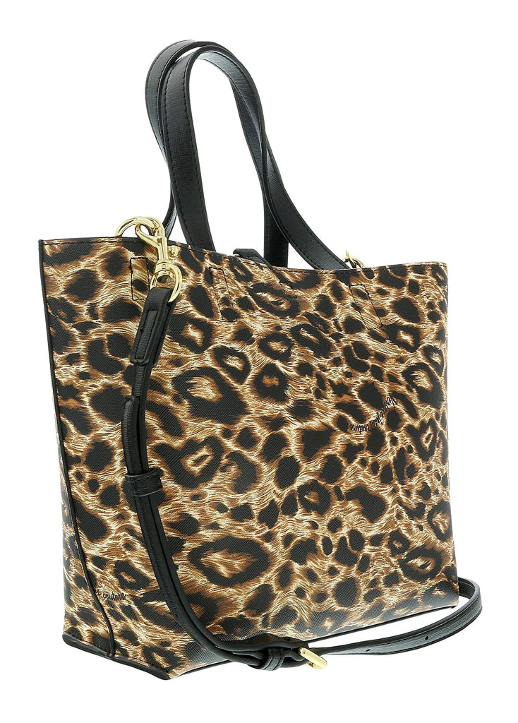 Versace Jeans Couture Black Leopard  Floral Reversible Signature Shopper Tote Bag