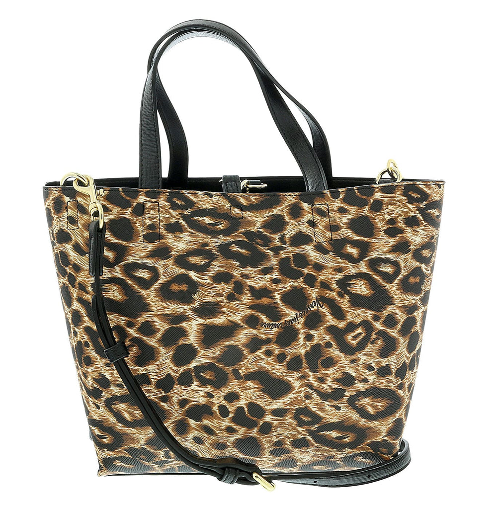 Versace Jeans Couture Black Leopard  Floral Reversible Signature Shopper Tote Bag