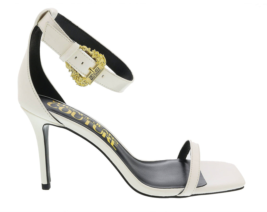 Versace Jeans Couture White High Heel Ankle Strap Sandal