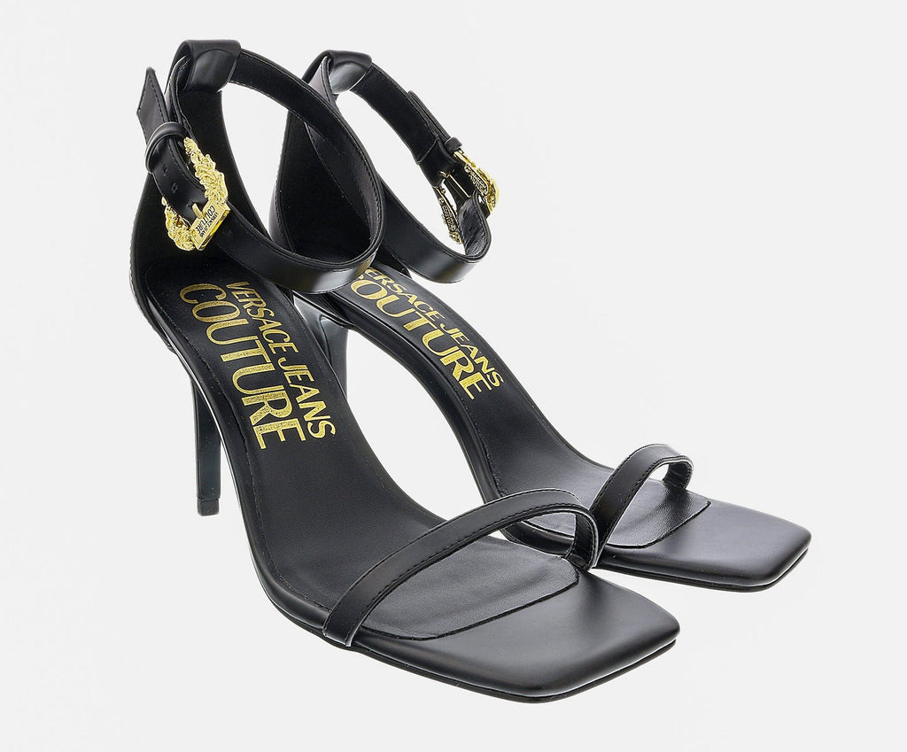 Versace Jeans Couture Black High Heel Ankle Strap Sandal-11
