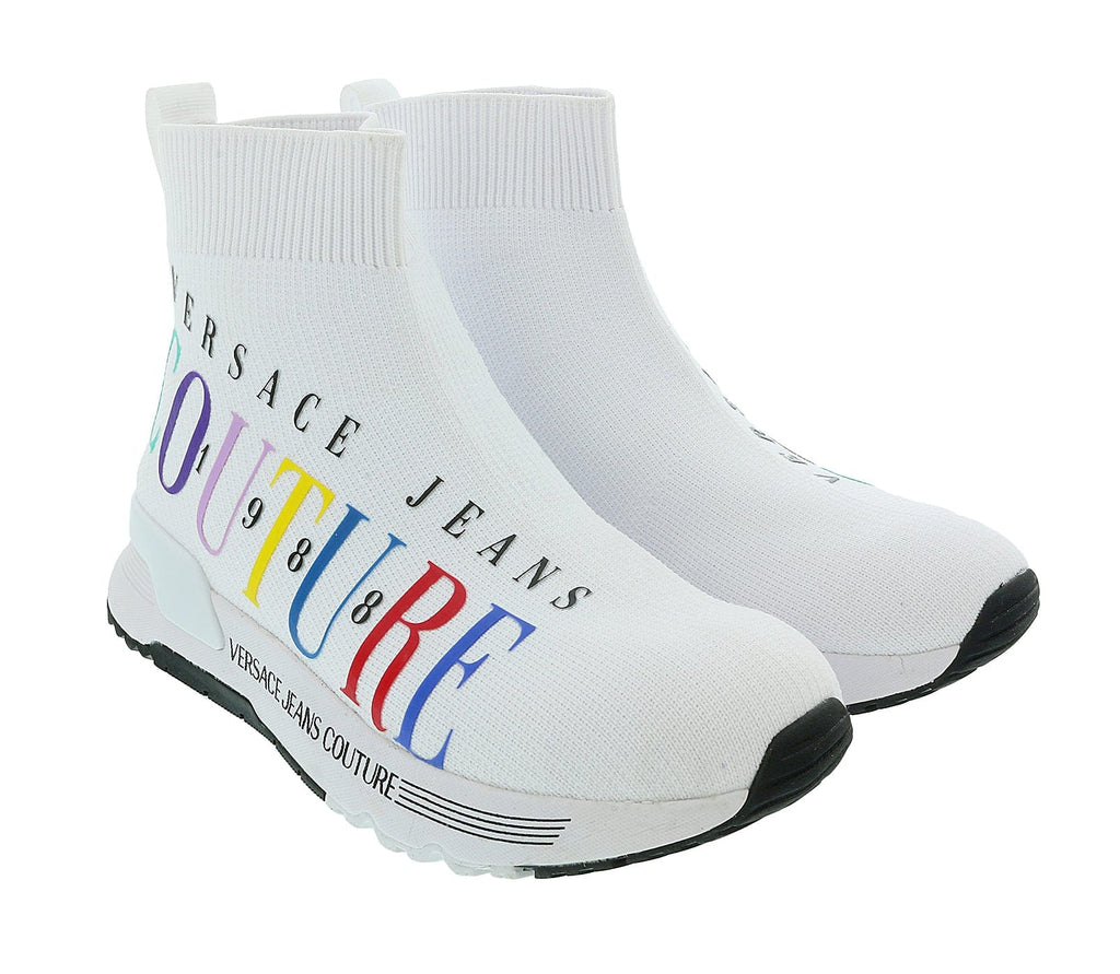 Versace Jeans Couture White Athletic Fashion Sock Sneakers -
