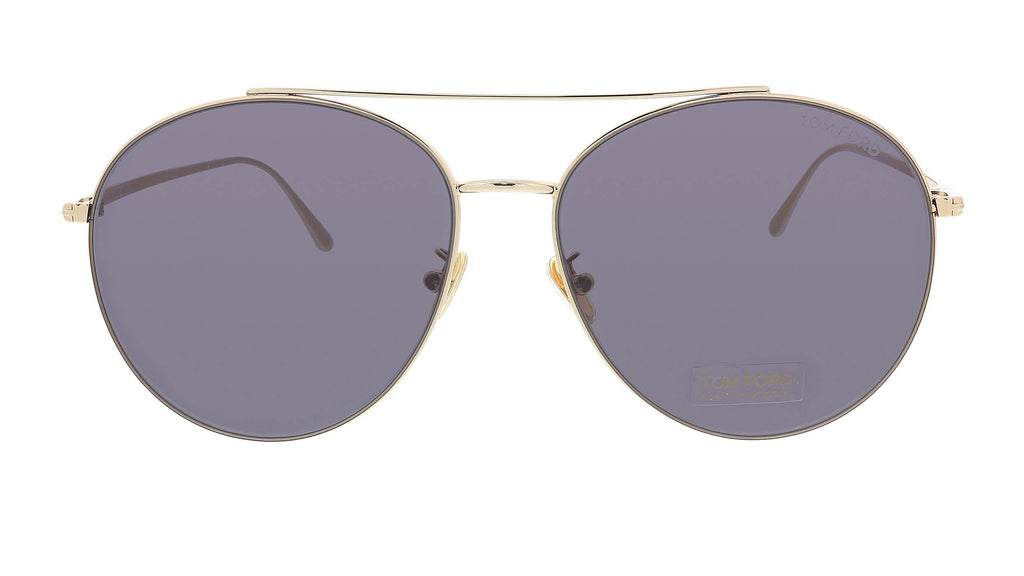 Tom Ford FT0757-D 28A Cleo  Shiny Rose Gold Brow Bar Round Sunglasses