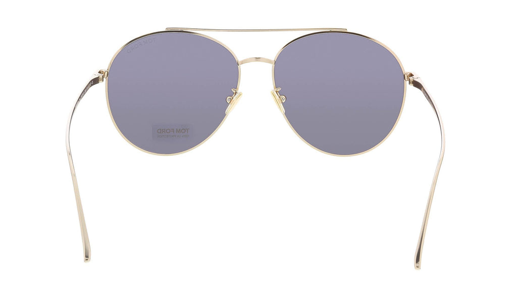 Tom Ford FT0757-D 28A Cleo  Shiny Rose Gold Brow Bar Round Sunglasses