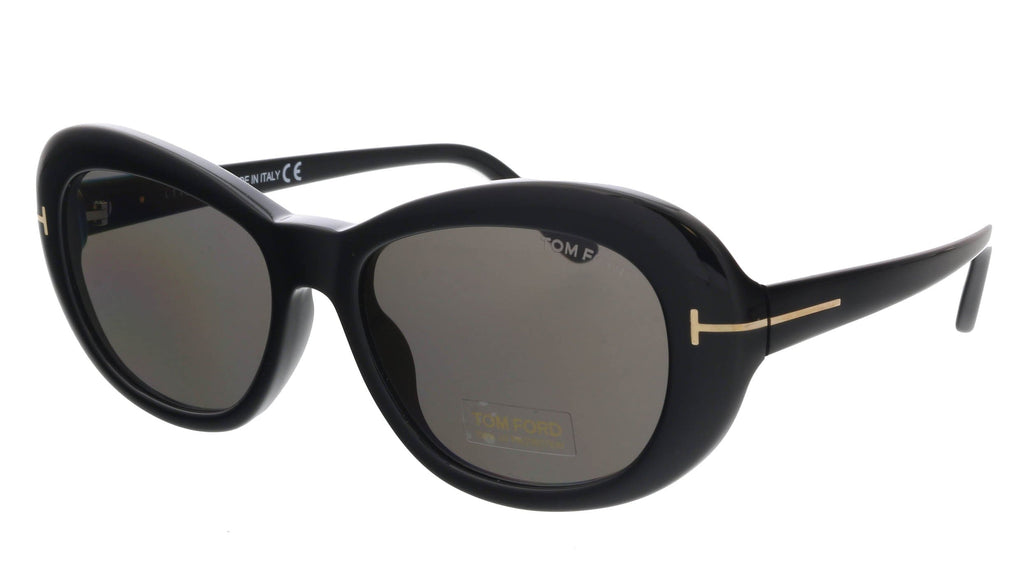 Tom Ford   Shiny Black Elongated Oval Sunglasses