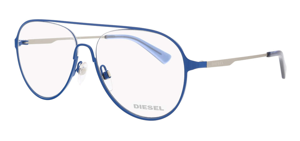 Diesel  Matte Blue Semi-Rimless Round Eyeglasses