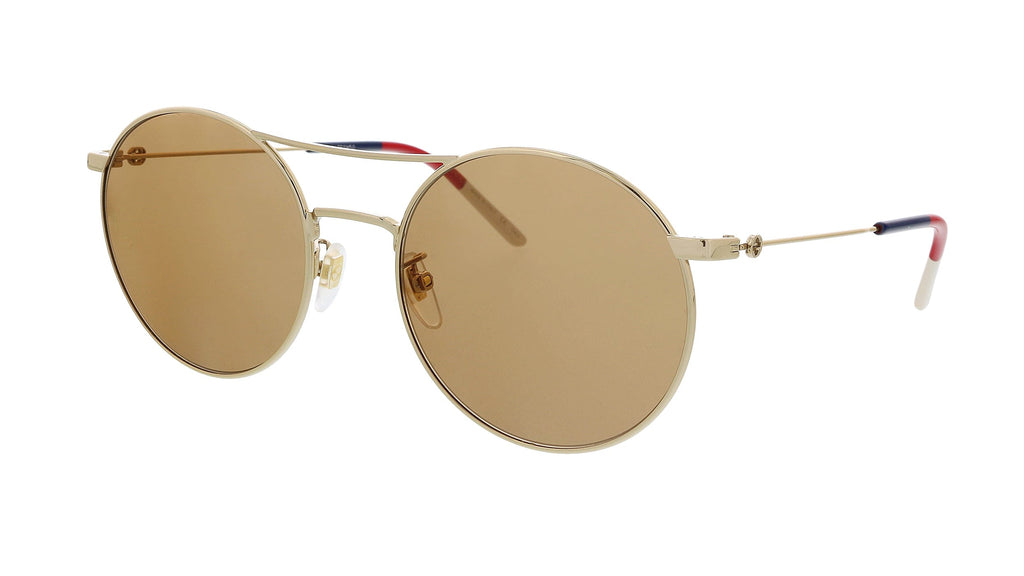 Gucci  Gold Brow Bar Round Sunglasses