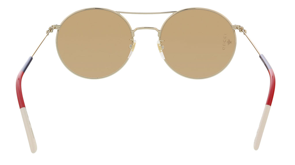 Gucci GG0680S-003 Gold Brow Bar Round Sunglasses