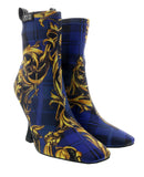 Versace Jeans Couture Blue High Heel Baroque Print Ankle Boots-6