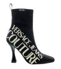 Versace Jeans Couture Black High Heel Signature Print Ankle Boots-