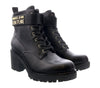 Versace Jeans Couture Black Block Heel Lace Up Combat Boots-7