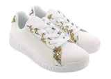 Versace Jeans Couture White Baroque Print Lace Up Sneakers-