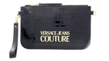 Versace Jeans Couture Black Croco Embossed Wristlet/Crossbody Bag