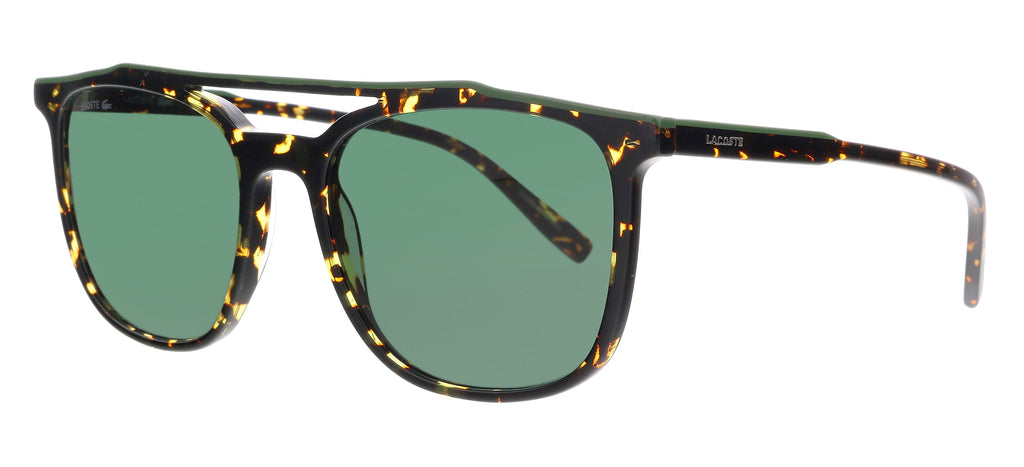 Lacoste  Havana/Green Brow Bar Square Sunglasses