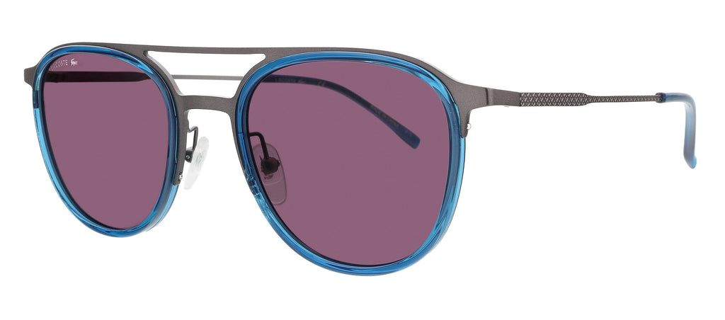 Lacoste  Gunmetal/Blue Modified Round Sunglasses