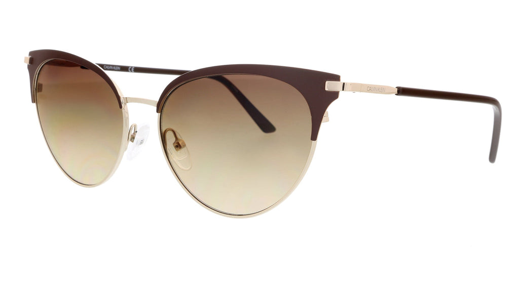 Calvin Klein  Satin Brown Cateye Sunglasses
