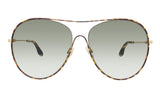 Victoria Beckham VB131S 42267 Havana Semi-Rimless Aviator Sunglasses