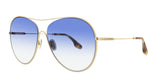 Victoria Beckham  Gold/Teal Semi-Rimless Aviator Sunglasses