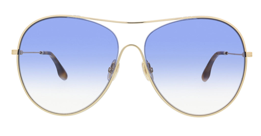 Victoria Beckham VB131S 42267 Gold/Teal Semi-Rimless Aviator Sunglasses