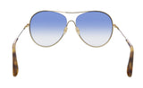 Victoria Beckham VB131S 42267 Gold/Teal Semi-Rimless Aviator Sunglasses